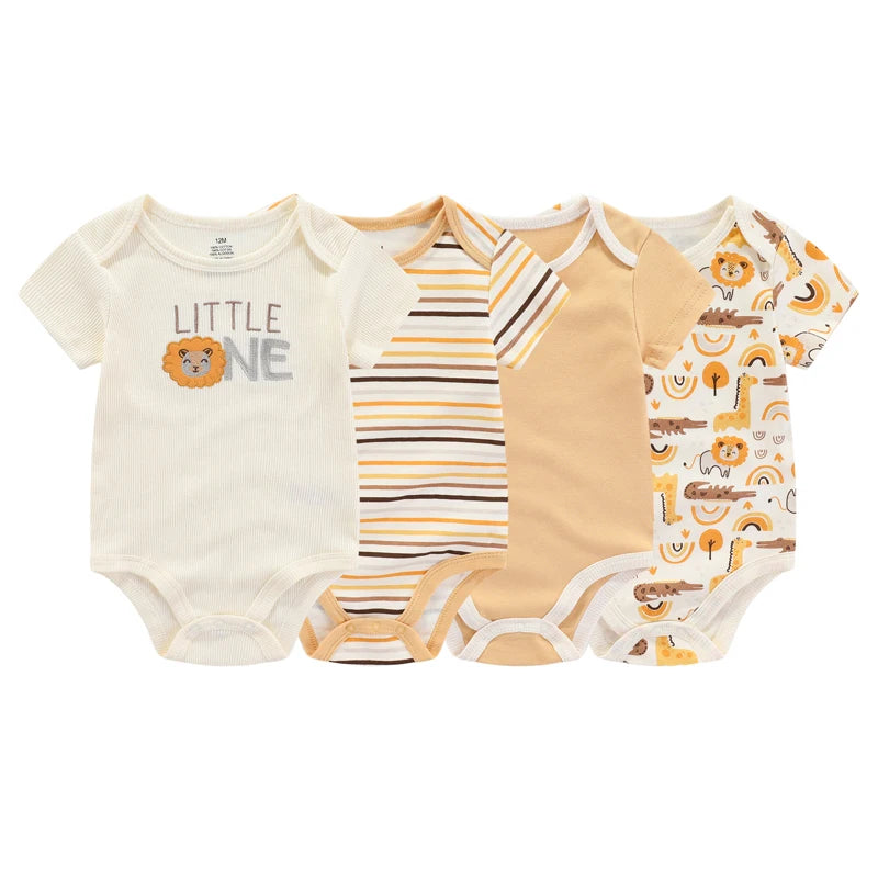 Cartoon Cotton Baby Jumpsuit 4PC Set