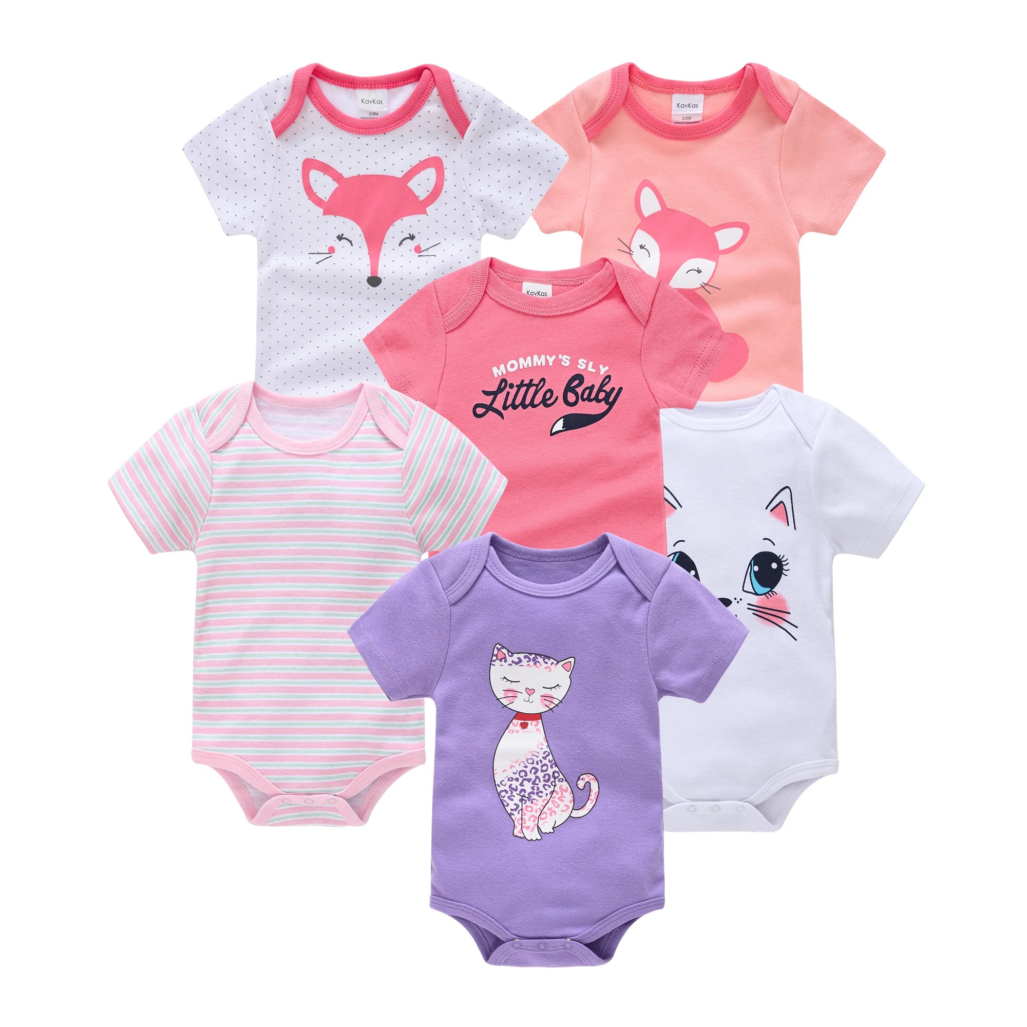3/6PCS Cotton Baby Bodysuit Set (0–12M)