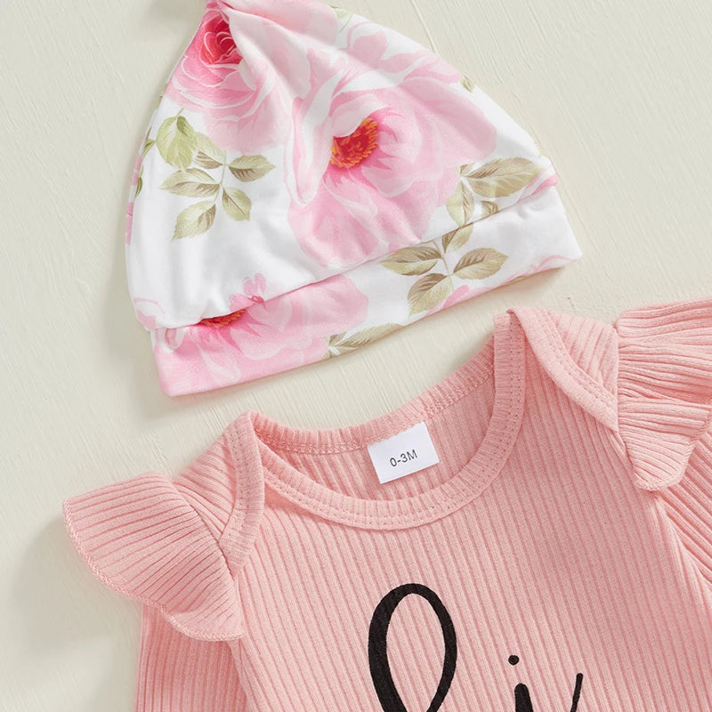 Baby Girl 4PC Romper Pants Set