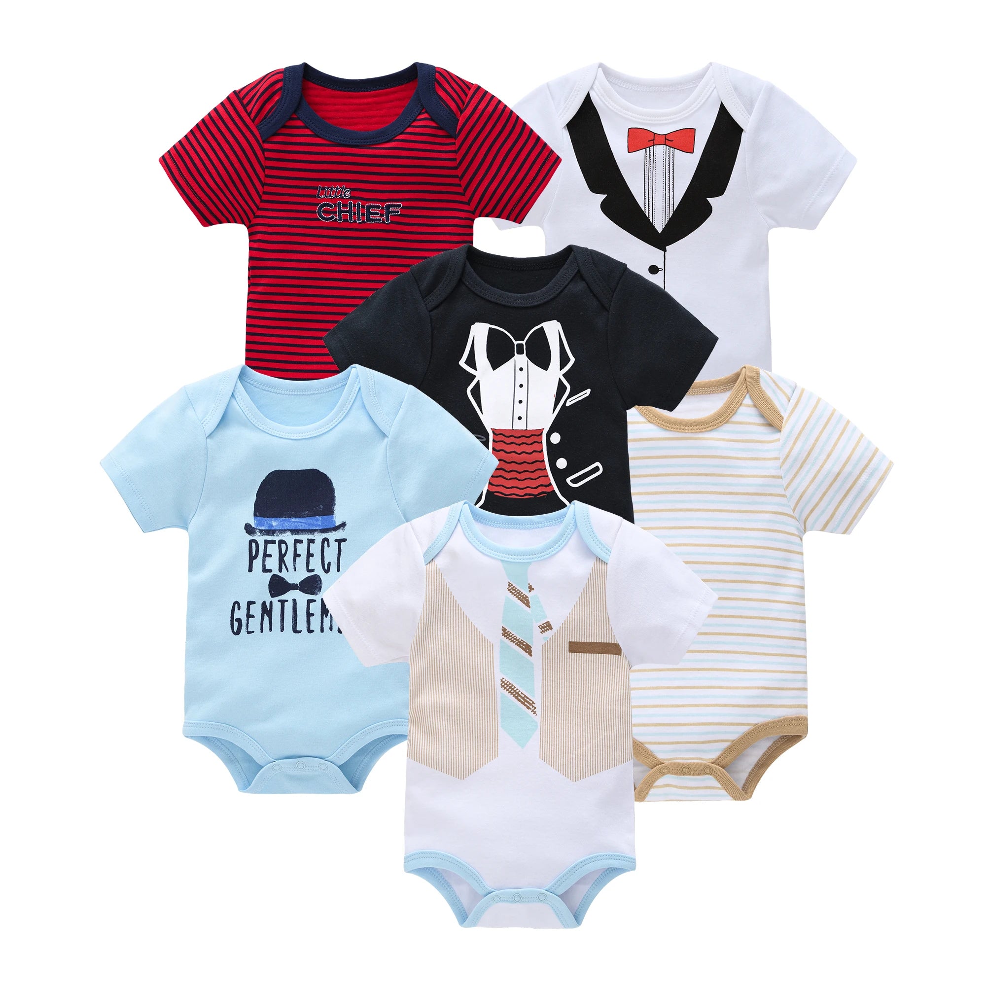 3/6PCS Cotton Baby Bodysuit Set (0–12M)