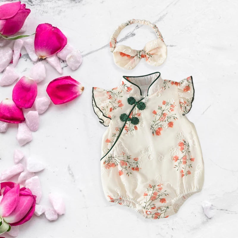 Girls Chinese Dress Romper Set