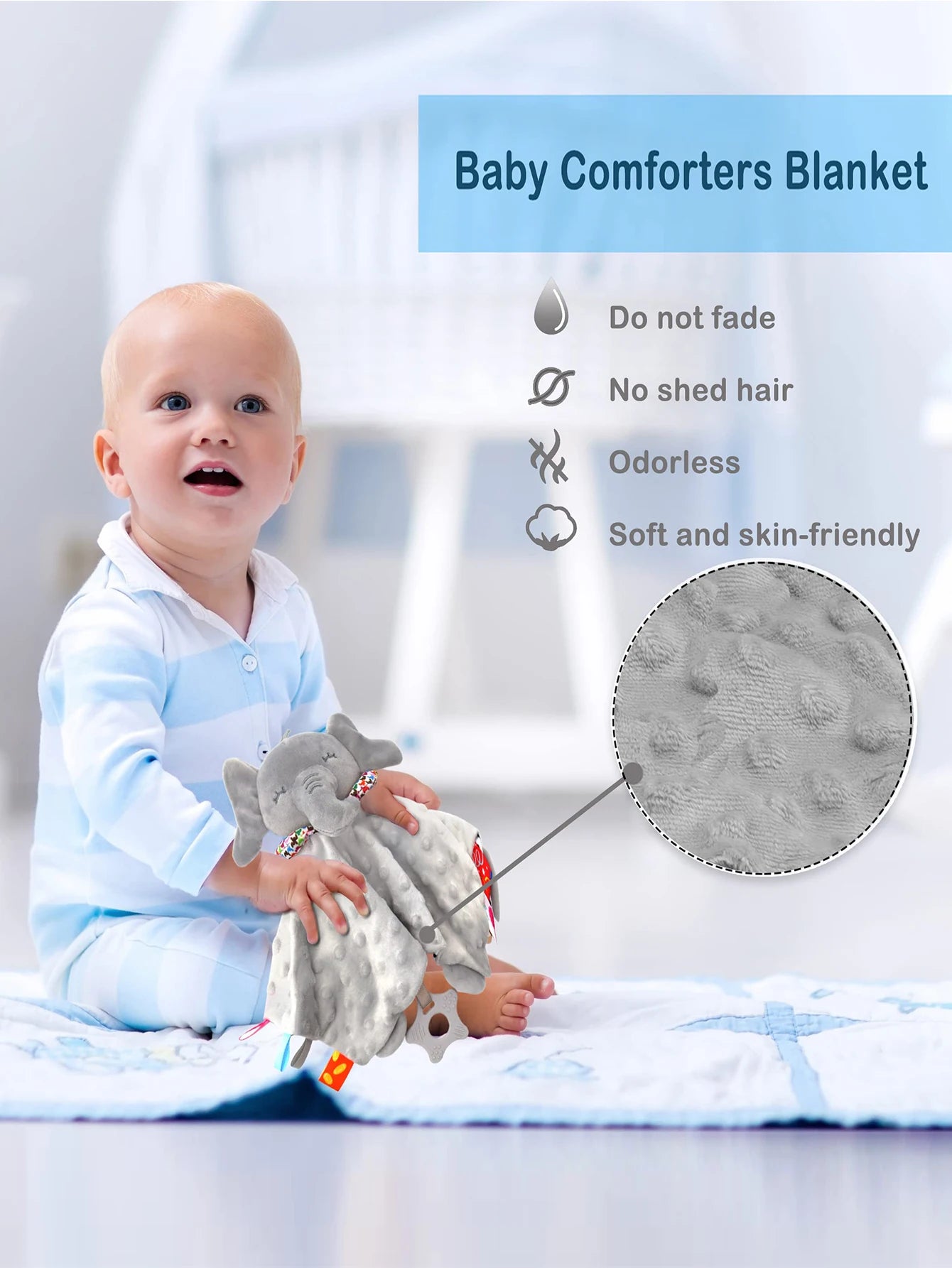 Elephant Baby Comforter Rattle Blanket