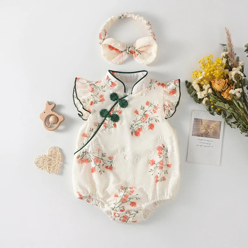 Girls Chinese Dress Romper Set