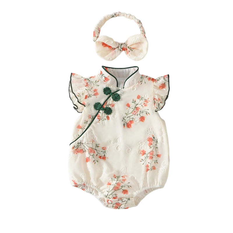 Girls Chinese Dress Romper Set