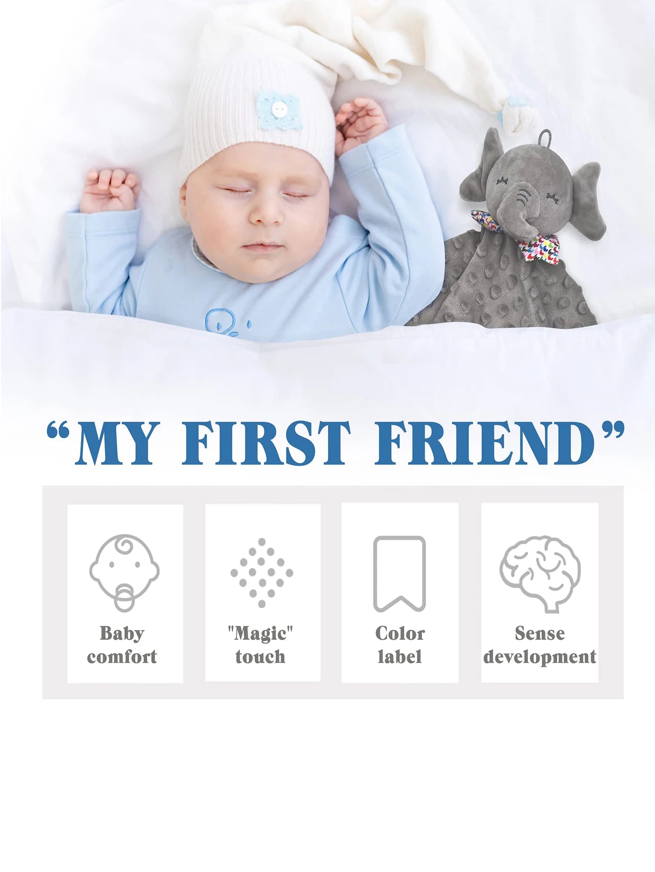 Elephant Baby Comforter Rattle Blanket