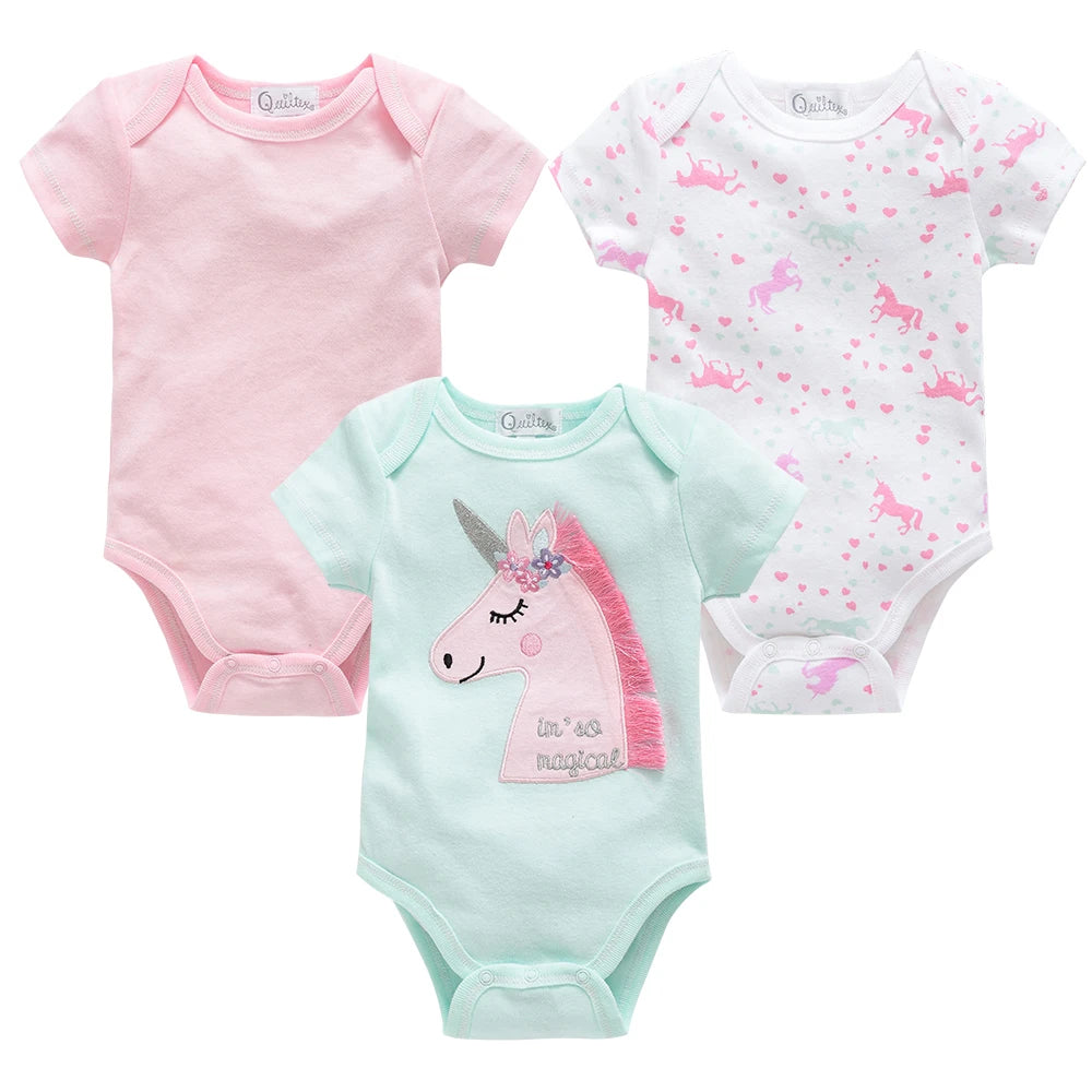 3/6PCS Cotton Baby Bodysuit Set (0–12M)