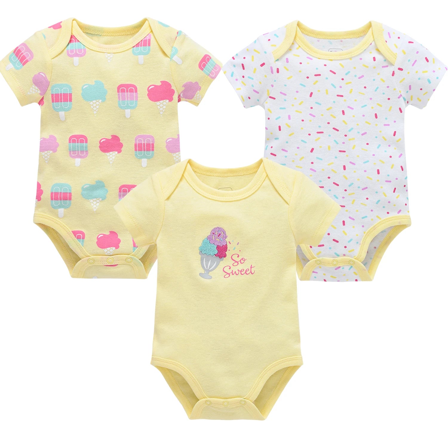 3/6PCS Cotton Baby Bodysuit Set (0–12M)