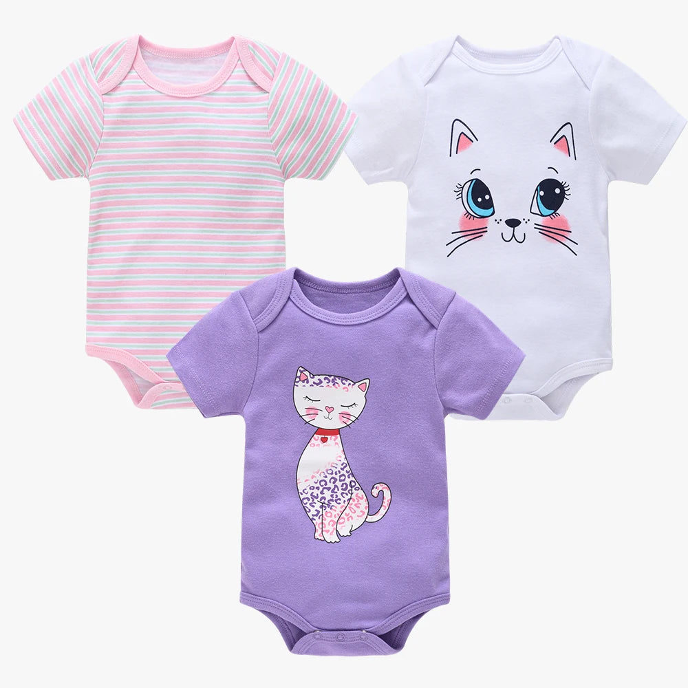 3/6PCS Cotton Baby Bodysuit Set (0–12M)