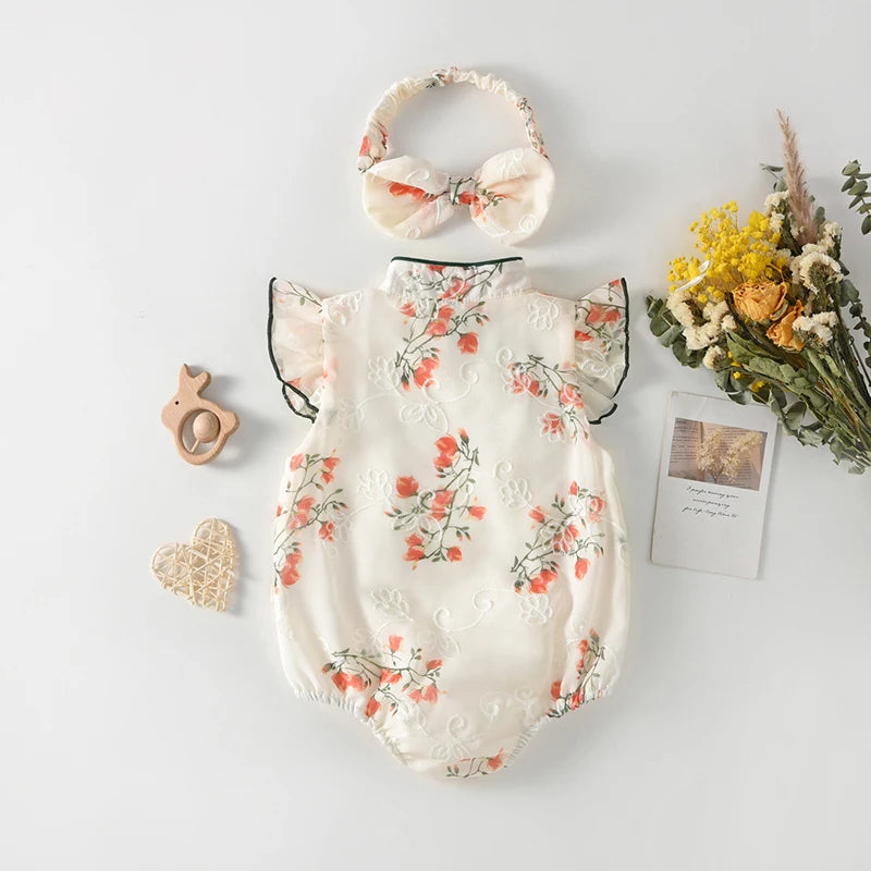 Girls Chinese Dress Romper Set