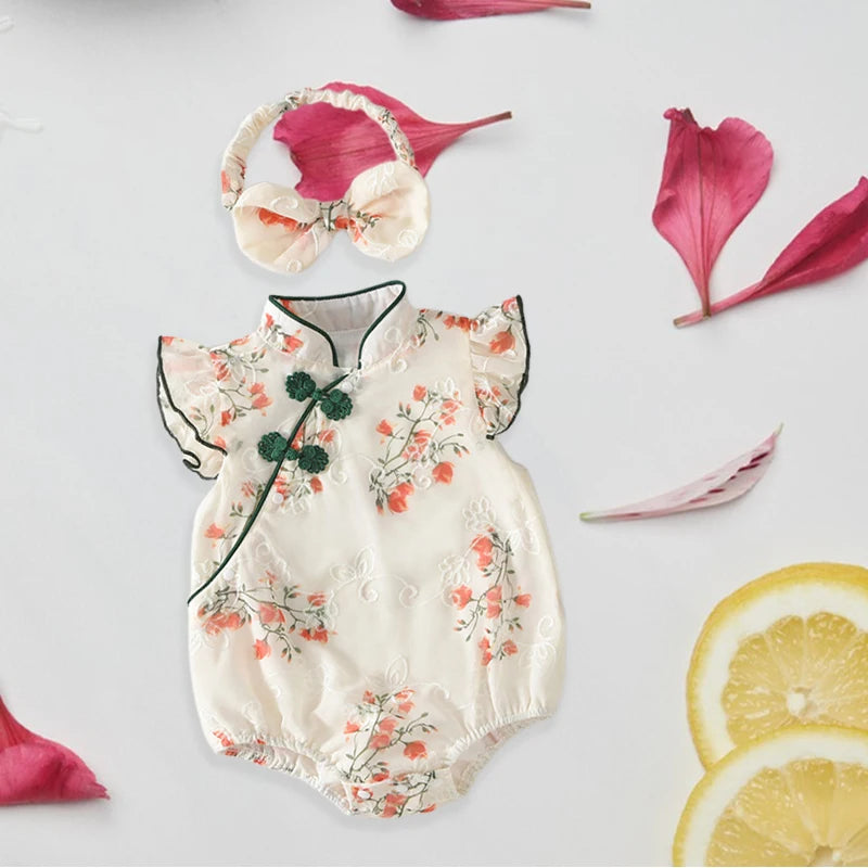 Girls Chinese Dress Romper Set