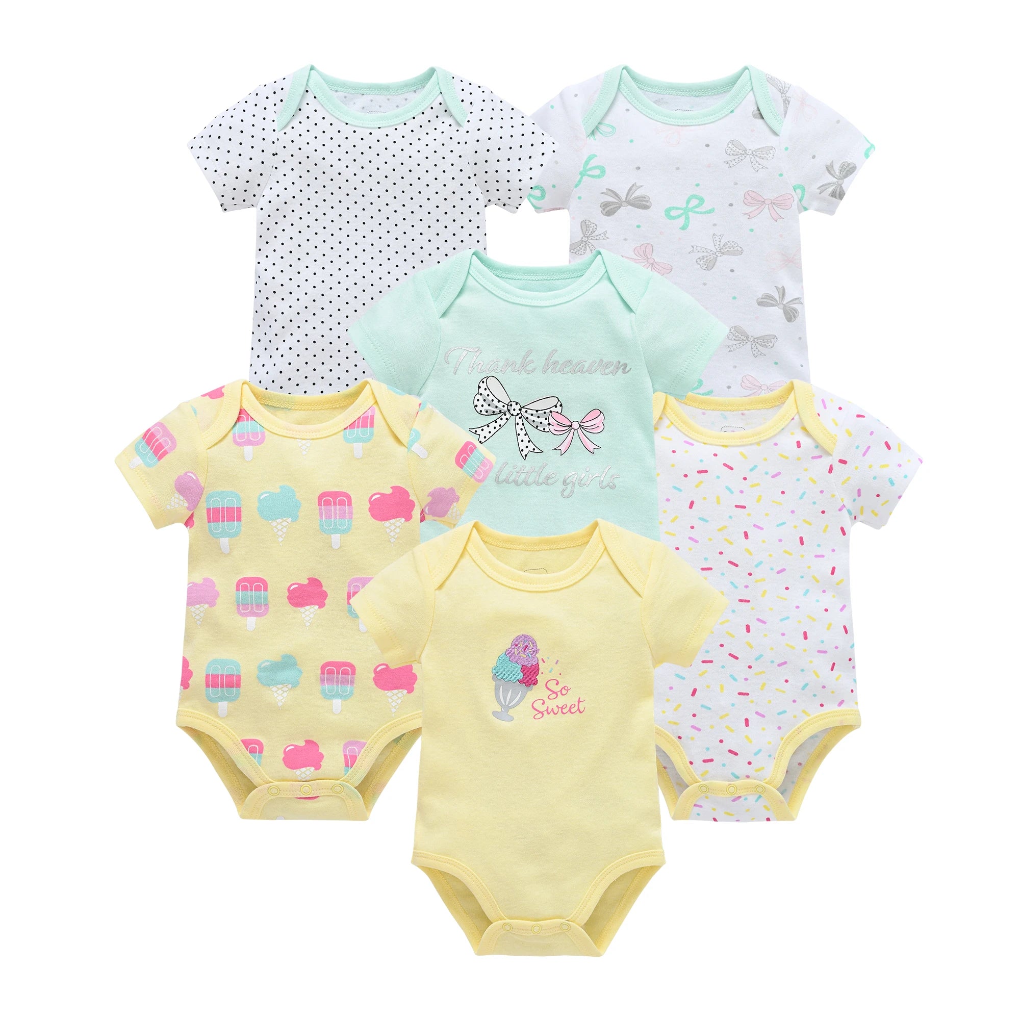 3/6PCS Cotton Baby Bodysuit Set (0–12M)