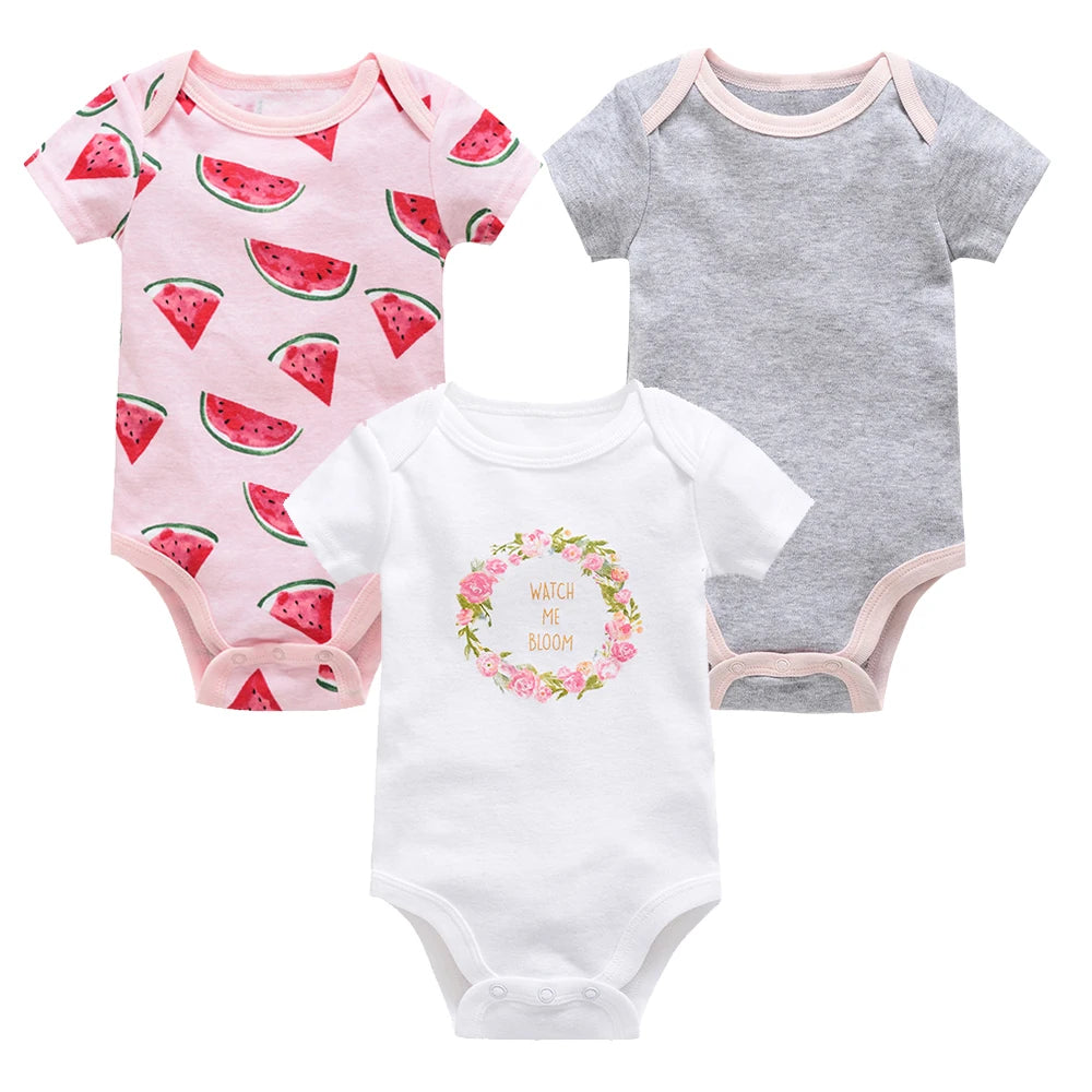 3/6PCS Cotton Baby Bodysuit Set (0–12M)