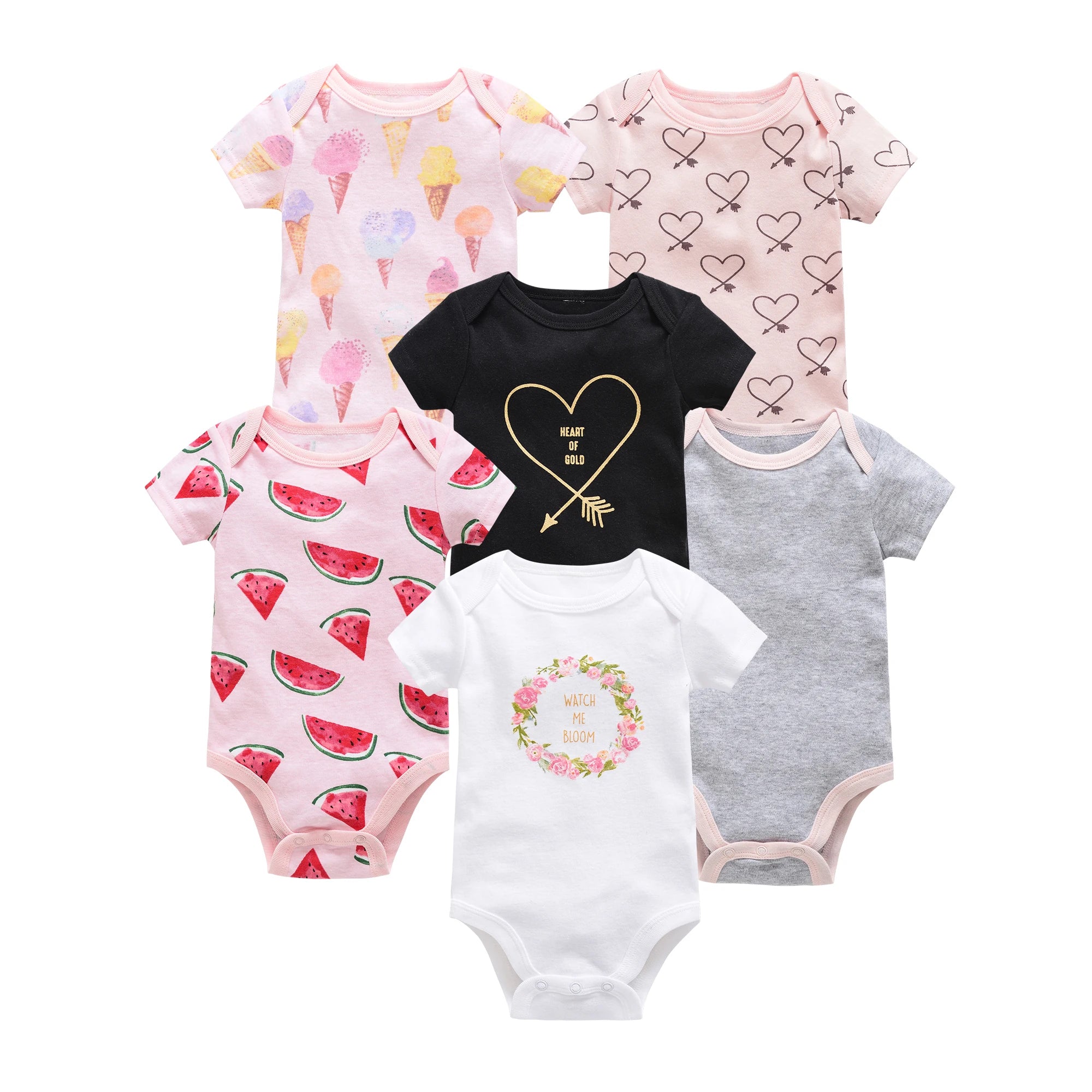 3/6PCS Cotton Baby Bodysuit Set (0–12M)