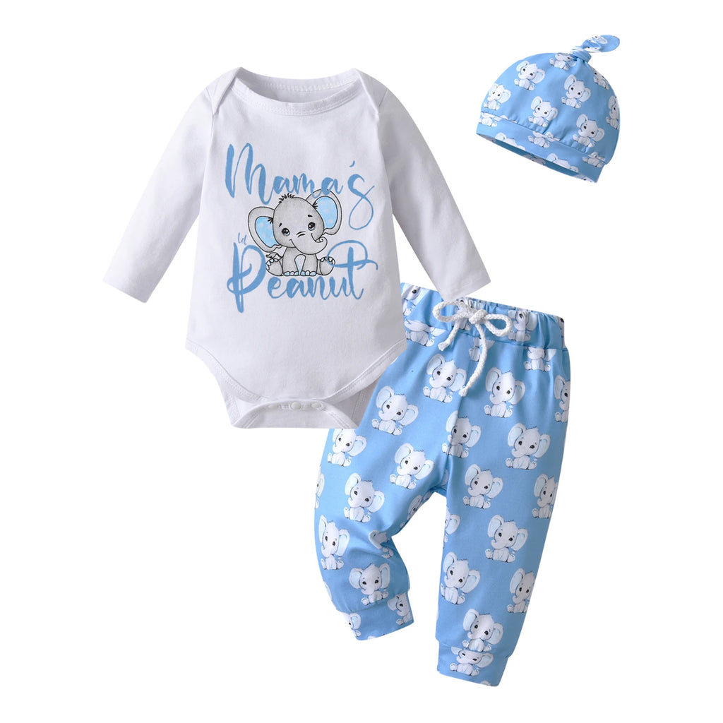 Elephant Print Baby Boy 3PC Set