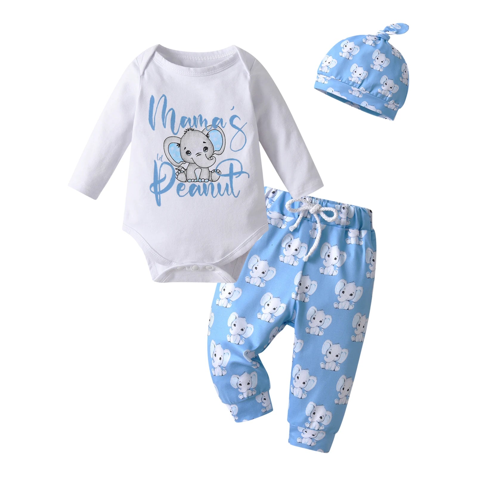 Elephant Print Baby Boy 3PC Set