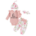 Baby Girl 4PC Romper Pants Set