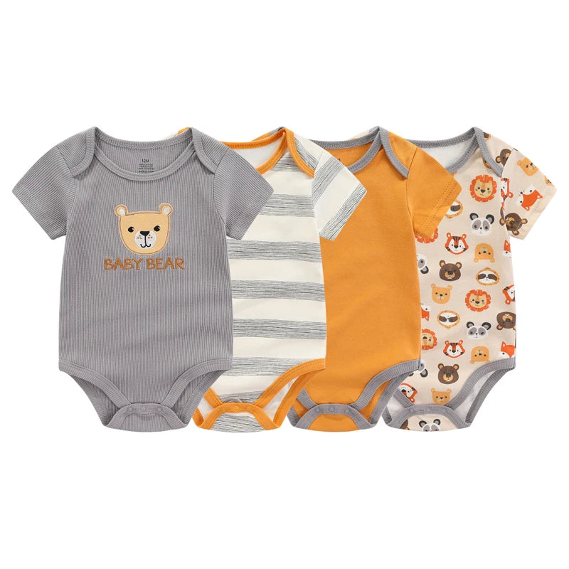 Cartoon Cotton Baby Jumpsuit 4PC Set