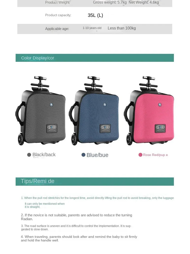 20" Kids Ride-On Suitcase (35L)