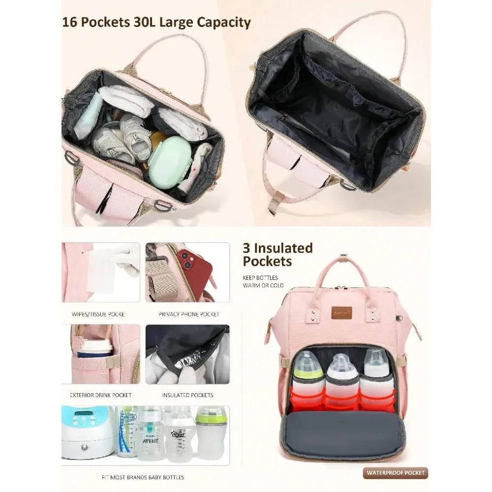 Waterproof Diaper Bag Backpack Set
