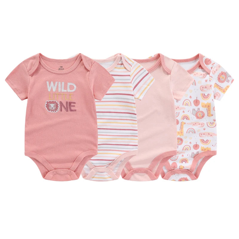 Cartoon Cotton Baby Jumpsuit 4PC Set