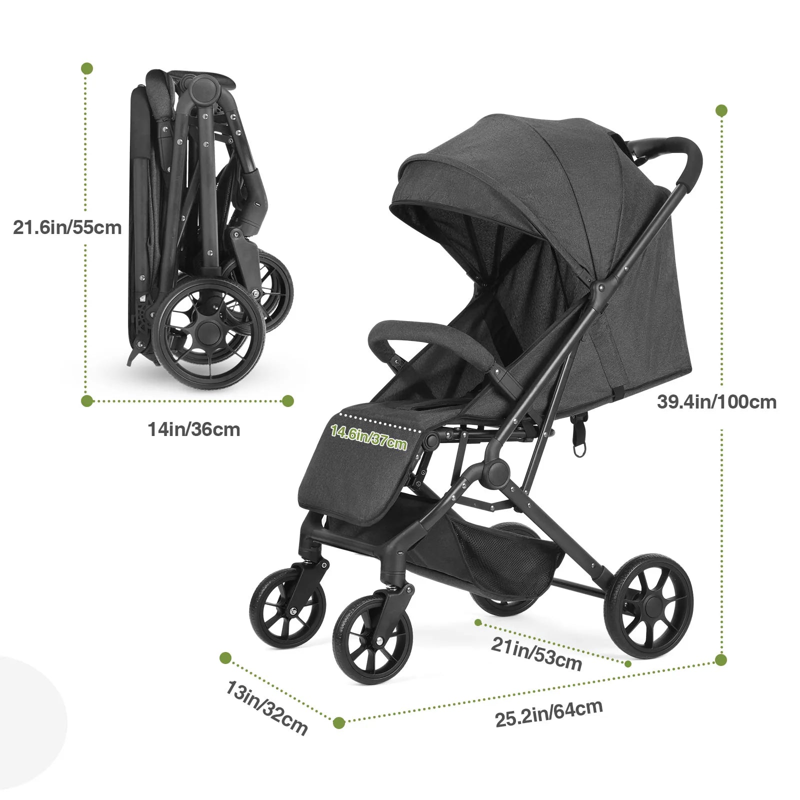 One-Hand Fold Compact Travel Stroller
