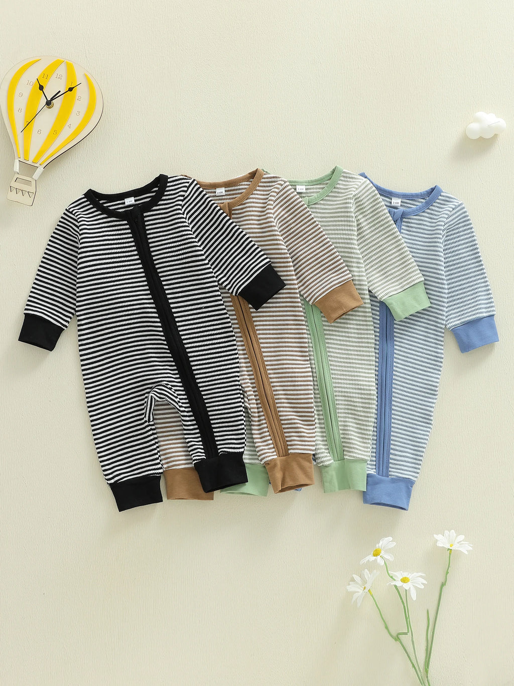 Infant Boy Striped Zip Romper