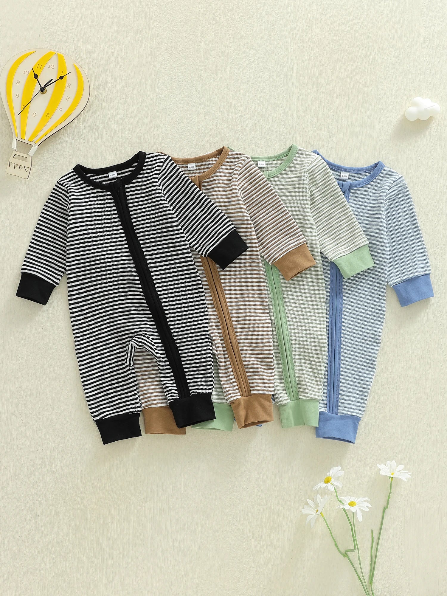 Infant Boy Striped Zip Romper