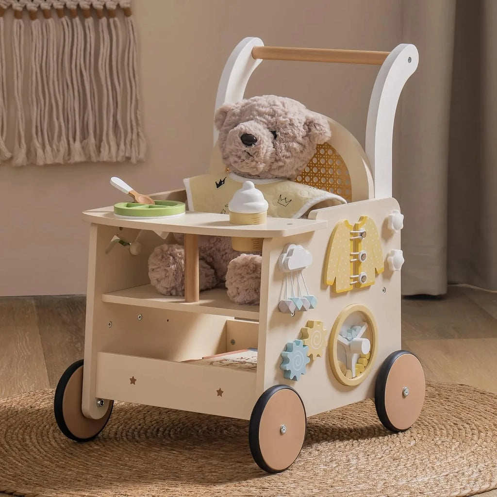 Rattan Wooden Baby Push Walker