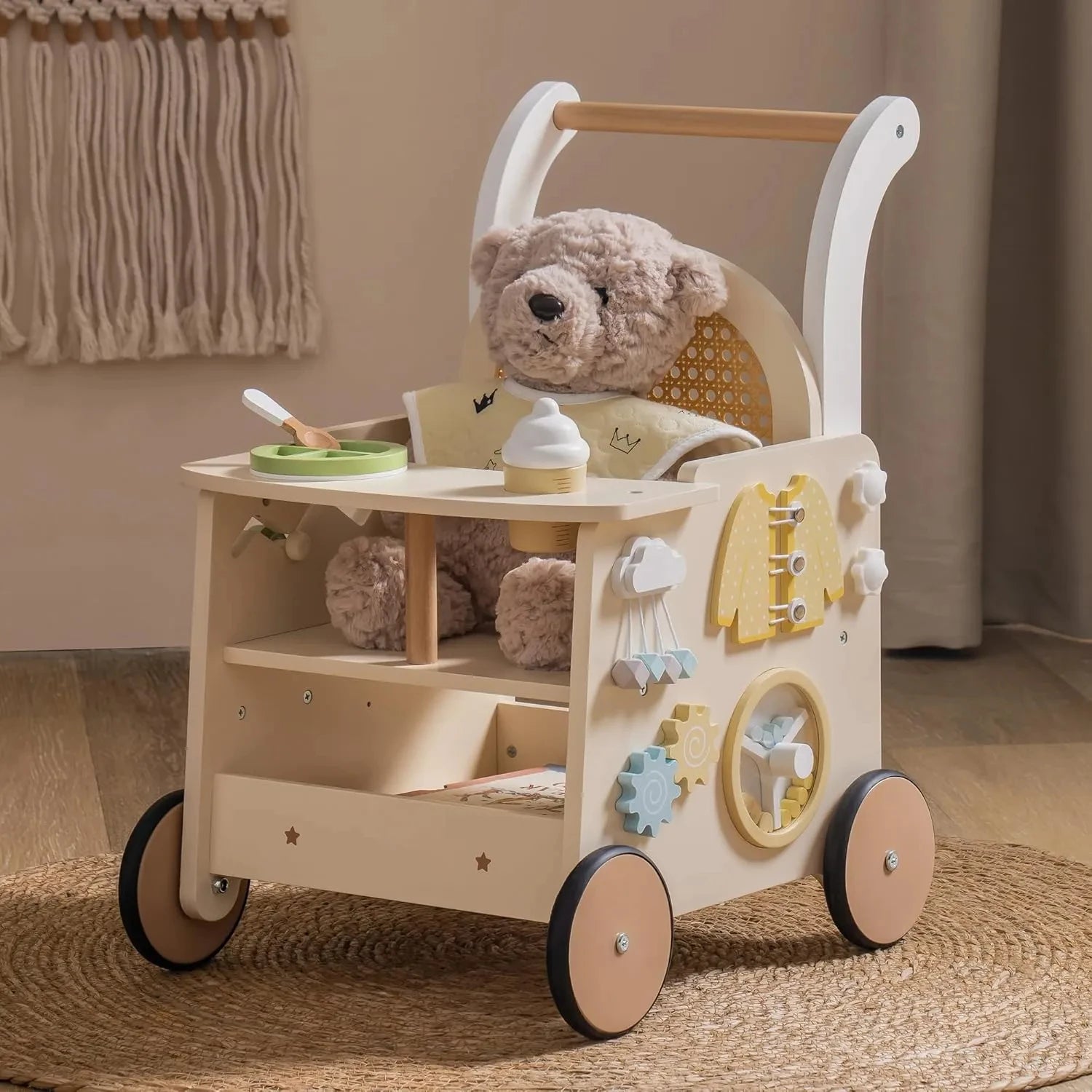 Rattan Wooden Baby Push Walker